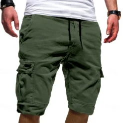 Best OUKU Men's Cargo Shorts Multi Pocket Map Outdoor Sports Knee Length Holiday Going out Weekend Shorts Slim Lake blue Navy Inelastic