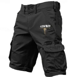 OUKU Men's Cargo Shorts Multiple Pockets Graphic Cowboy Outdoor Short Sports Outdoor Classic Micro-elastic Shorts