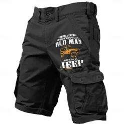 Online OUKU Men's Cargo Shorts Multiple Pockets Old Man Letter Printed Outdoor Short Sports Outdoor Classic Micro-elastic Shorts