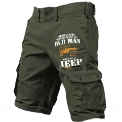 Online OUKU Men's Cargo Shorts Multiple Pockets Old Man Letter Printed Outdoor Short Sports Outdoor Classic Micro-elastic Shorts