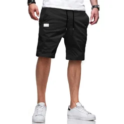Outlet OUKU Men's Cargo Shorts Shorts Casual Shorts Hiking Shorts Pocket Drawstring Elastic Waist Solid Color Knee Length Sports Outdoor Running Streetwear Stylish ArmyGreen Black