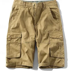 OUKU Men's Cargo Shorts Shorts Hiking Shorts Buttons Multi Pocket Plain Wearable Knee Length Outdoor Daily Camping & Hiking Fashion Classic Army Green Khaki