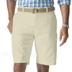 Online OUKU Men's Cargo Shorts Shorts Work Shorts Button Pocket Plain Wearable Knee Length Outdoor Daily Fashion Classic Black White