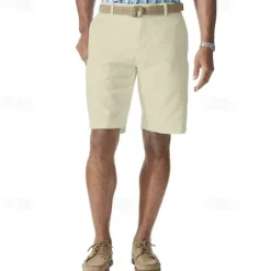 Online OUKU Men's Cargo Shorts Shorts Work Shorts Button Pocket Plain Wearable Knee Length Outdoor Daily Fashion Classic Black White