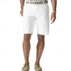 Online OUKU Men's Cargo Shorts Shorts Work Shorts Button Pocket Plain Wearable Knee Length Outdoor Daily Fashion Classic Black White
