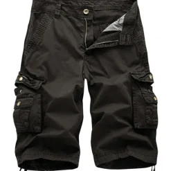 Clearance OUKU Men's Cargo Shorts Shorts Hiking Shorts Leg Drawstring 6 Pocket Plain Comfort Outdoor Daily Going out Cotton Blend Fashion Streetwear Black Wine