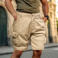 Sale OUKU Men's Cargo Shorts Shorts Bermuda shorts Pocket Plain Comfort Breathable Outdoor Daily Going out Casual Big and Tall Dark Brown Black