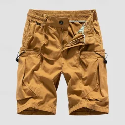 Sale OUKU Men's Cargo Shorts Shorts Summer Shorts Drawstring Elastic Waist Multi Pocket Plain Comfort Wearable Knee Length Outdoor Sport Daily Fashion Casual Black Wine