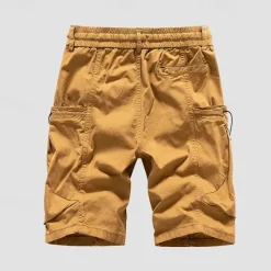 Sale OUKU Men's Cargo Shorts Shorts Summer Shorts Drawstring Elastic Waist Multi Pocket Plain Comfort Wearable Knee Length Outdoor Sport Daily Fashion Casual Black Wine