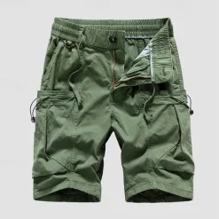 Sale OUKU Men's Cargo Shorts Shorts Summer Shorts Drawstring Elastic Waist Multi Pocket Plain Comfort Wearable Knee Length Outdoor Sport Daily Fashion Casual Black Wine