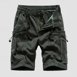 Sale OUKU Men's Cargo Shorts Shorts Summer Shorts Drawstring Elastic Waist Multi Pocket Plain Comfort Wearable Knee Length Outdoor Sport Daily Fashion Casual Black Wine