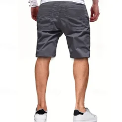 Discount OUKU Men's Cargo Shorts Shorts Summer Shorts Drawstring Elastic Waist Multi Pocket Plain Comfort Wearable Knee Length Outdoor Sport Daily Fashion Casual Black Light Green