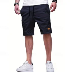 Discount OUKU Men's Cargo Shorts Shorts Summer Shorts Drawstring Elastic Waist Multi Pocket Plain Comfort Wearable Knee Length Outdoor Sport Daily Fashion Casual Black Light Green
