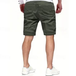 Discount OUKU Men's Cargo Shorts Shorts Summer Shorts Drawstring Elastic Waist Multi Pocket Plain Comfort Wearable Knee Length Outdoor Sport Daily Fashion Casual Black Light Green