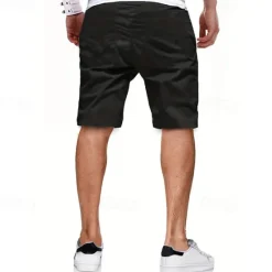 Discount OUKU Men's Cargo Shorts Shorts Summer Shorts Drawstring Elastic Waist Multi Pocket Plain Comfort Wearable Knee Length Outdoor Sport Daily Fashion Casual Black Light Green