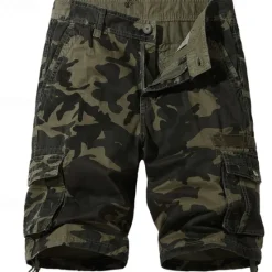 New OUKU Men's Cargo Shorts Shorts Summer Shorts Multi Pocket Flap Pocket Camo Comfort Wearable Knee Length Outdoor Sport Daily Fashion Casual Camouflage - Army Green Light Grey