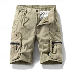 Discount OUKU Men's Cargo Shorts Shorts Summer Shorts Drawstring Elastic Waist Zipper Pocket Plain Comfort Wearable Knee Length Outdoor Sport Daily Fashion Casual Black Brown