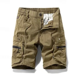 Discount OUKU Men's Cargo Shorts Shorts Summer Shorts Drawstring Elastic Waist Zipper Pocket Plain Comfort Wearable Knee Length Outdoor Sport Daily Fashion Casual Black Brown