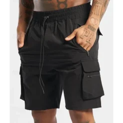 OUKU Men's Cargo Shorts Shorts Drawstring Elastic Waist Zipper Pocket Plain Quick Dry Wearable Short Outdoor Daily Camping & Hiking Fashion Classic Black Yellow