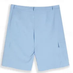 New OUKU Men's Cargo Shorts Shorts Linen Shorts Summer Shorts Pocket Plain Comfort Breathable Outdoor Daily Going out Fashion Casual White Sky Blue
