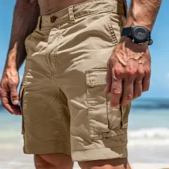Hot OUKU Men's Cargo Shorts Shorts Bermuda shorts Casual Shorts Multi Pocket Straight Leg Plain Comfort Soft Knee Length Casual Holiday Beach Fashion Streetwear Black Green Micro-elastic