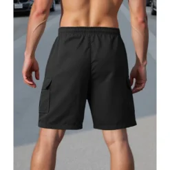 Hot OUKU Men's Cargo Shorts Shorts Summer Shorts Drawstring Elastic Waist Multi Pocket Plain Comfort Wearable Knee Length Outdoor Sport Daily Fashion Casual Black White