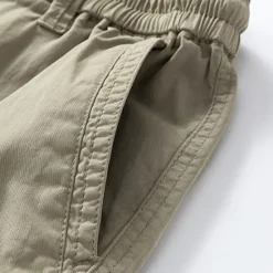 Online OUKU Men's Cargo Shorts Shorts Summer Shorts Drawstring Elastic Waist Multi Pocket Plain Comfort Wearable Knee Length Outdoor Sport Daily Fashion Casual Black Khaki