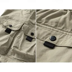 Online OUKU Men's Cargo Shorts Shorts Summer Shorts Drawstring Elastic Waist Multi Pocket Plain Comfort Wearable Knee Length Outdoor Sport Daily Fashion Casual Black Khaki