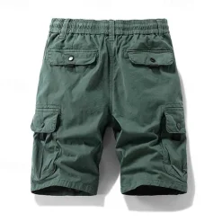 Online OUKU Men's Cargo Shorts Shorts Summer Shorts Drawstring Elastic Waist Multi Pocket Plain Comfort Wearable Knee Length Outdoor Sport Daily Fashion Casual Black Khaki