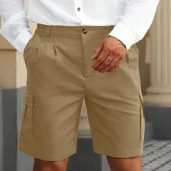 Clearance OUKU Men's Cargo Shorts Shorts Summer Shorts Ruched Multi Pocket Flap Pocket Plain Comfort Wearable Knee Length Outdoor Sport Daily Fashion Casual Black Navy Blue Micro-elastic
