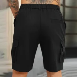 Clearance OUKU Men's Cargo Shorts Shorts Summer Shorts Ruched Multi Pocket Flap Pocket Plain Comfort Wearable Knee Length Outdoor Sport Daily Fashion Casual Black Navy Blue Micro-elastic