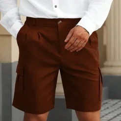 Clearance OUKU Men's Cargo Shorts Shorts Summer Shorts Ruched Multi Pocket Flap Pocket Plain Comfort Wearable Knee Length Outdoor Sport Daily Fashion Casual Black Navy Blue Micro-elastic