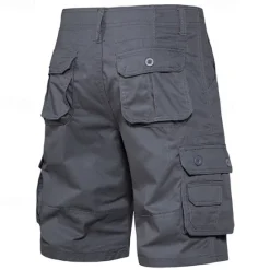 OUKU Men's Cargo Shorts Shorts Casual Shorts Buttons Multi Pocket Plain Comfort Soft Knee Length Outdoor Daily Beach Fashion Streetwear ArmyGreen Black Micro-elastic