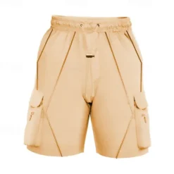 New OUKU Men's Cargo Shorts Shorts Summer Shorts Drawstring Elastic Waist Multi Pocket Patchwork Comfort Wearable Knee Length Outdoor Sport Daily Fashion Casual Black White