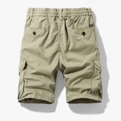 Online OUKU Men's Cargo Shorts Shorts Summer Shorts Drawstring Elastic Waist Multi Pocket Plain Comfort Wearable Knee Length Outdoor Sport Daily Fashion Casual Black Khaki
