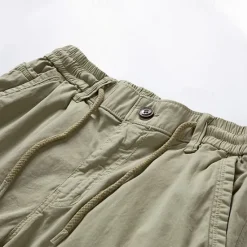 Online OUKU Men's Cargo Shorts Shorts Summer Shorts Drawstring Elastic Waist Multi Pocket Plain Comfort Wearable Knee Length Outdoor Sport Daily Fashion Casual Black Khaki