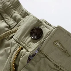 Online OUKU Men's Cargo Shorts Shorts Summer Shorts Drawstring Elastic Waist Multi Pocket Plain Comfort Wearable Knee Length Outdoor Sport Daily Fashion Casual Black Khaki