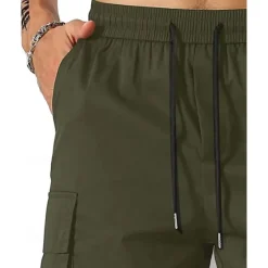 New OUKU Men's Cargo Shorts Shorts Drawstring Elastic Waist Multi Pocket Plain Wearable Short Outdoor Daily Going out Fashion Classic Black Army Green
