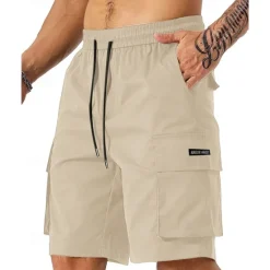 New OUKU Men's Cargo Shorts Shorts Drawstring Elastic Waist Multi Pocket Plain Wearable Short Outdoor Daily Going out Fashion Classic Black Army Green