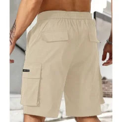 New OUKU Men's Cargo Shorts Shorts Drawstring Elastic Waist Multi Pocket Plain Wearable Short Outdoor Daily Going out Fashion Classic Black Army Green