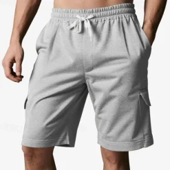 Best OUKU Men's Cargo Shorts Shorts Summer Shorts Drawstring Elastic Waist Multi Pocket Plain Comfort Wearable Knee Length Outdoor Sport Daily Fashion Casual Black Red