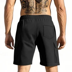 Best OUKU Men's Cargo Shorts Shorts Summer Shorts Drawstring Elastic Waist Multi Pocket Plain Comfort Wearable Knee Length Outdoor Sport Daily Fashion Casual Black Red