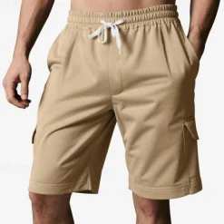 Best OUKU Men's Cargo Shorts Shorts Summer Shorts Drawstring Elastic Waist Multi Pocket Plain Comfort Wearable Knee Length Outdoor Sport Daily Fashion Casual Black Red