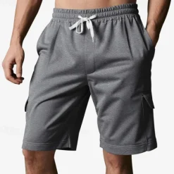 Best OUKU Men's Cargo Shorts Shorts Summer Shorts Drawstring Elastic Waist Multi Pocket Plain Comfort Wearable Knee Length Outdoor Sport Daily Fashion Casual Black Red