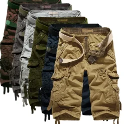 OUKU Men's Cargo Shorts Shorts Capri Pants Hiking Shorts Leg Drawstring 6 Pocket Plain Comfort Outdoor Daily Going out Fashion Streetwear Wine Army Green