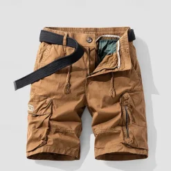 New OUKU Men's Cargo Shorts Shorts Summer Shorts Drawstring Elastic Waist Multi Pocket Plain Comfort Wearable Knee Length Outdoor Sport Daily Fashion Casual Black Khaki