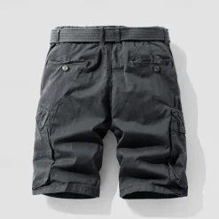 New OUKU Men's Cargo Shorts Shorts Summer Shorts Drawstring Elastic Waist Multi Pocket Plain Comfort Wearable Knee Length Outdoor Sport Daily Fashion Casual Black Khaki