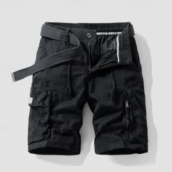 New OUKU Men's Cargo Shorts Shorts Summer Shorts Drawstring Elastic Waist Multi Pocket Plain Comfort Wearable Knee Length Outdoor Sport Daily Fashion Casual Black Khaki
