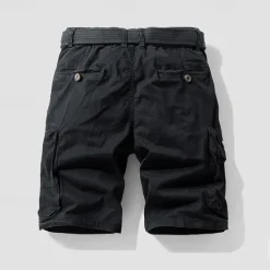 New OUKU Men's Cargo Shorts Shorts Summer Shorts Drawstring Elastic Waist Multi Pocket Plain Comfort Wearable Knee Length Outdoor Sport Daily Fashion Casual Black Khaki