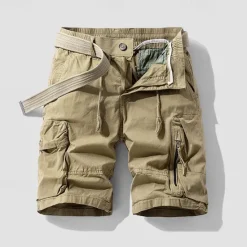 New OUKU Men's Cargo Shorts Shorts Summer Shorts Drawstring Elastic Waist Multi Pocket Plain Comfort Wearable Knee Length Outdoor Sport Daily Fashion Casual Black Khaki